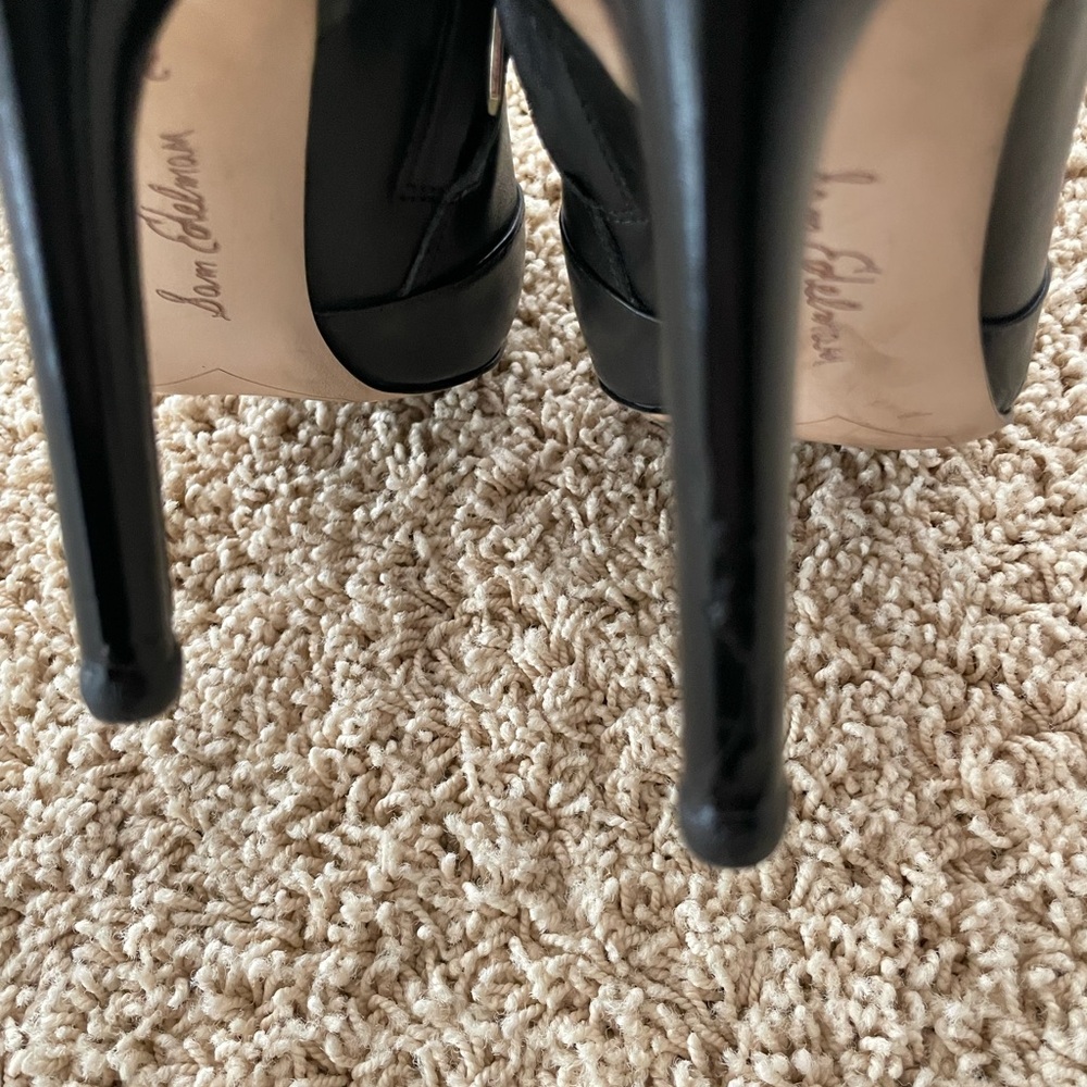Same Edelman Pointy Toe Lace Up Bootie 7.5 Black - Picture 10 of 12